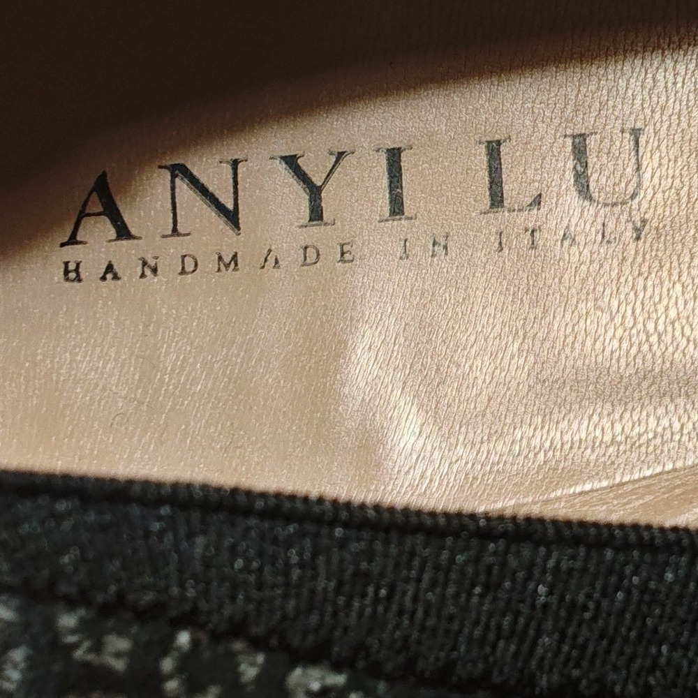 Anyi Lu Flats Silver Black Leopard Print Metallic Cap Toe Italian Handmade 40 - Picture 2 of 8